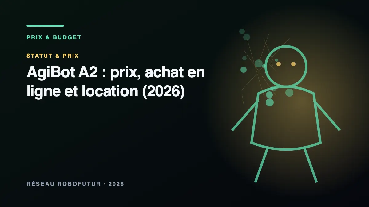 Robot humanoïde blanc et noir de type AgiBot A2 présenté en showroom