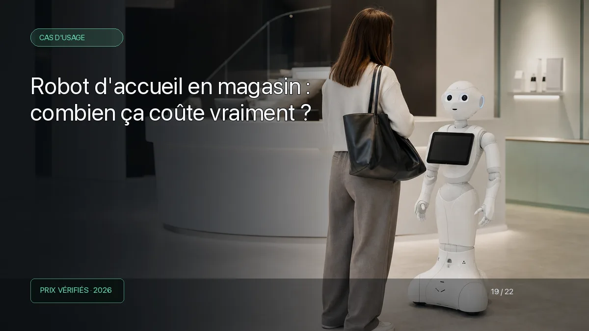 Robot social à tablette et base roulante dans un espace d'accueil