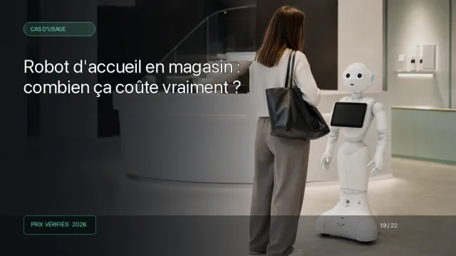 Robot social à tablette et base roulante dans un espace d'accueil