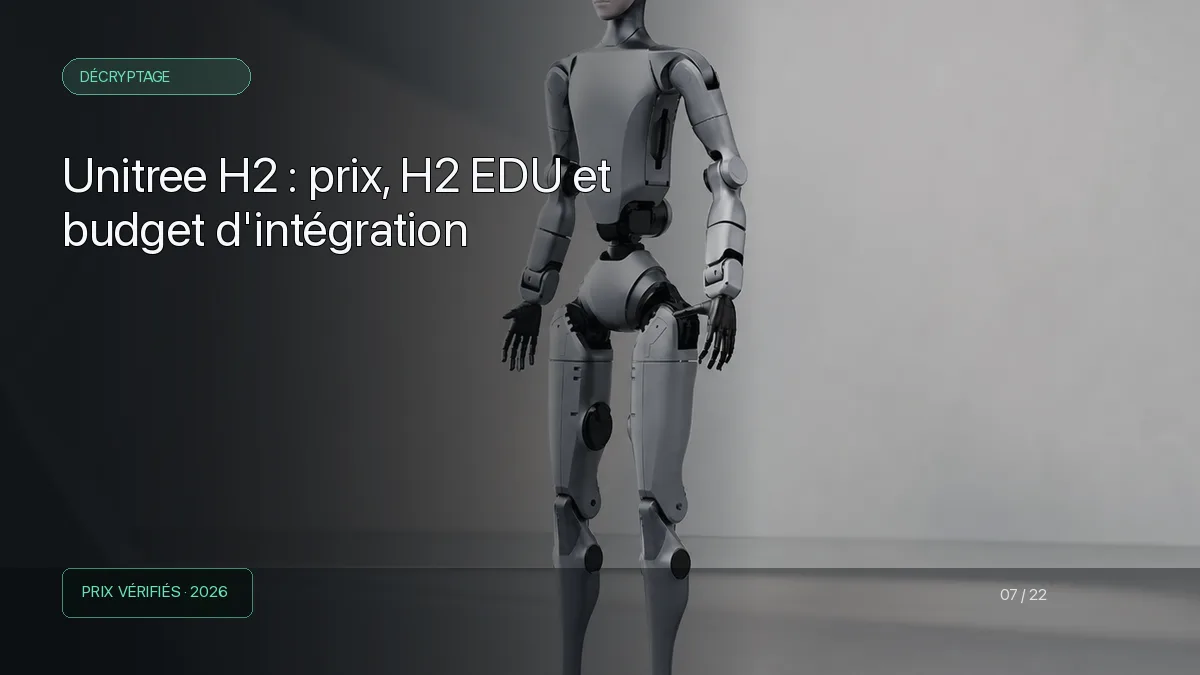 Grand robot humanoïde argenté inspiré du Unitree H2